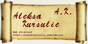Aleksa Kursulić vizit kartica